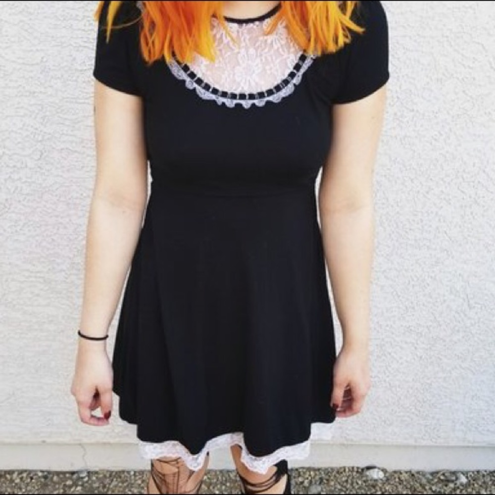 midnight hour lace collar skater dress